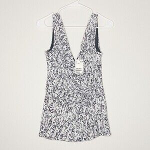 NWT H&M Black & White Speckled Faux Wrap Top Size Small